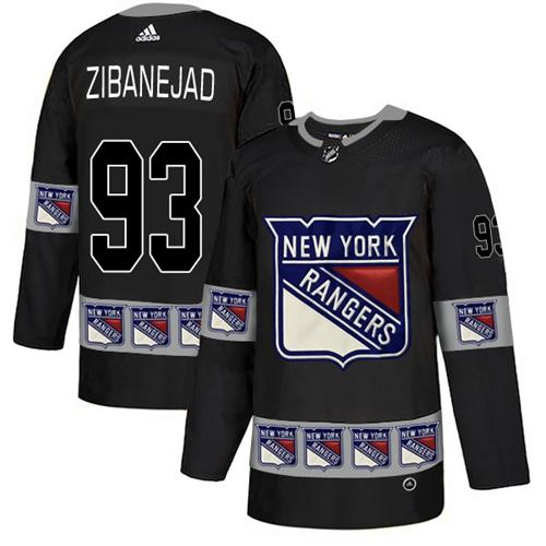 Adidas Rangers #93 Mika Zibanejad Black Authentic Team Logo Fashion Stitched NHL Jersey