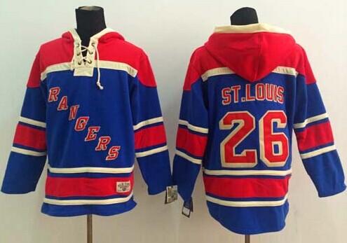 Rangers #26 Martin St. Louis Blue Sawyer Hooded Sweatshirt Stitched NHL Jersey
