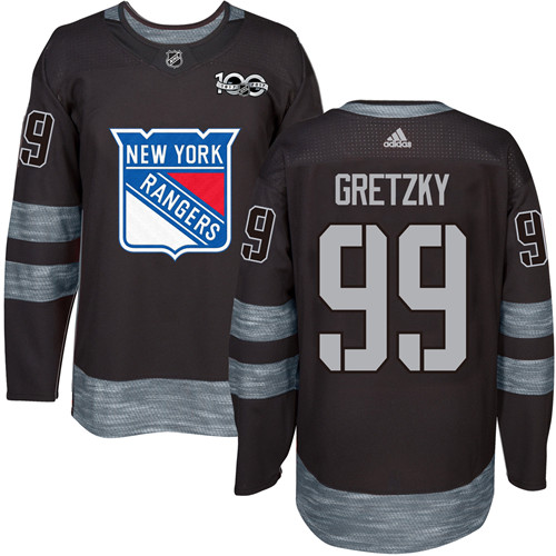 Adidas Rangers #99 Wayne Gretzky Black 1917-2017 100th Anniversary Stitched NHL Jersey