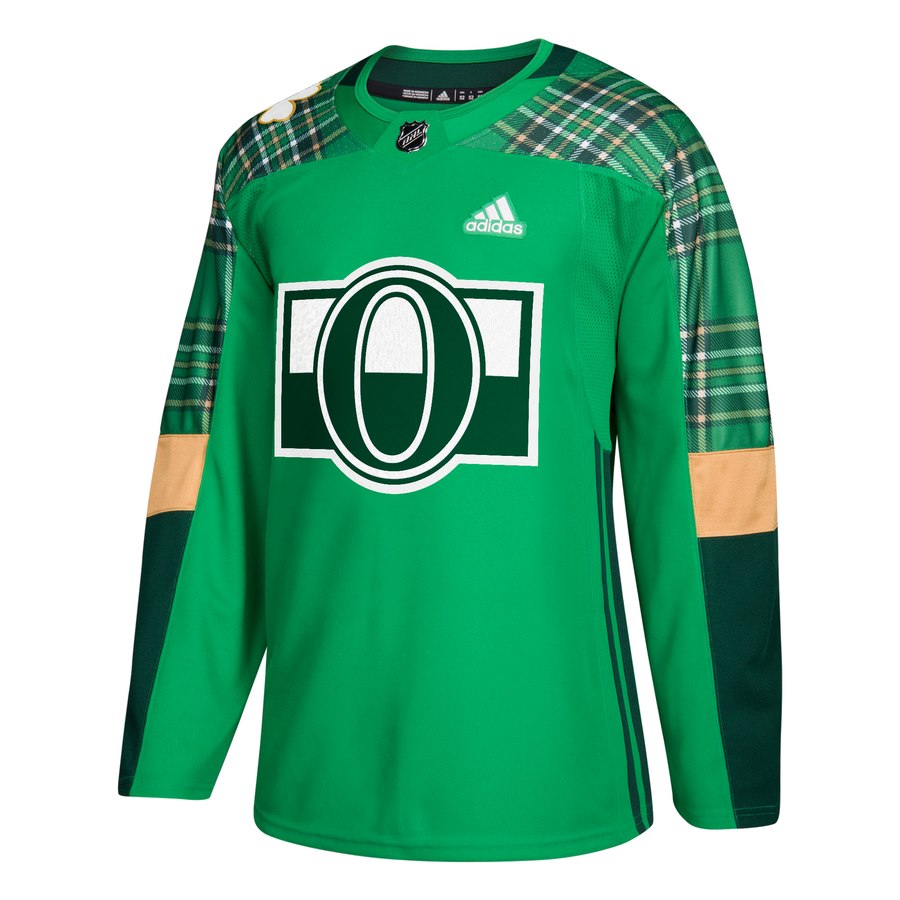 Adidas Senators Blank adidas Green St. Patrick's Day Authentic Practice Stitched NHL Jersey