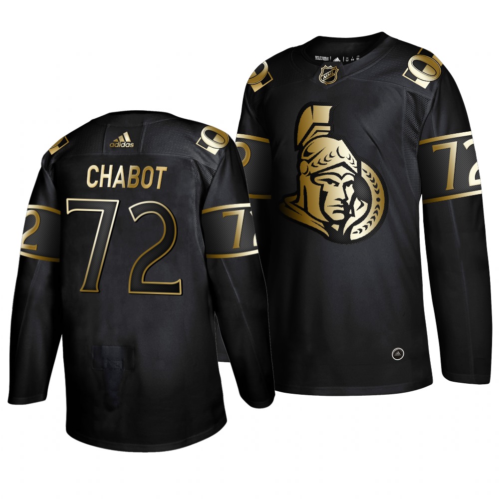 Adidas Senators #72 Thomas Chabot Men's 2019 Black Golden Edition Authentic Stitched NHL Jersey