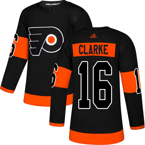 Adidas Flyers #16 Bobby Clarke Black Alternate Authentic Stitched NHL Jersey