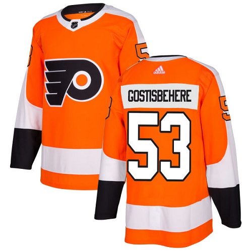 Adidas Flyers #53 Shayne Gostisbehere Orange Home Authentic Stitched NHL Jersey