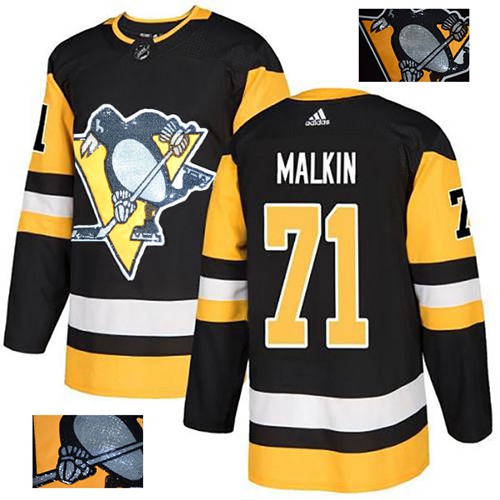 Adidas Penguins #71 Evgeni Malkin Black Home Authentic Fashion Gold Stitched NHL Jersey