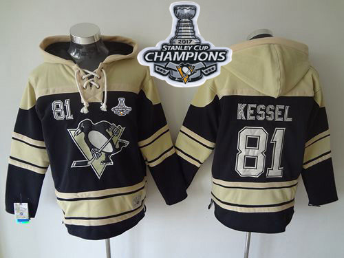 Penguins #81 Phil Kessel Black Sawyer Hooded Sweatshirt 2017 Stanley Cup Finals Champions Stitched NHL Jersey
