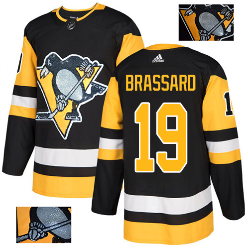 Adidas Penguins #19 Derick Brassard Black Home Authentic Fashion Gold Stitched NHL Jersey