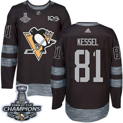 Adidas Penguins #81 Phil Kessel Black 1917-2017 100th Anniversary Stanley Cup Finals Champions Stitched NHL Jersey