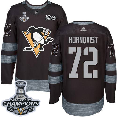 Adidas Penguins #72 Patric Hornqvist Black 1917-2017 100th Anniversary Stanley Cup Finals Champions Stitched NHL Jersey