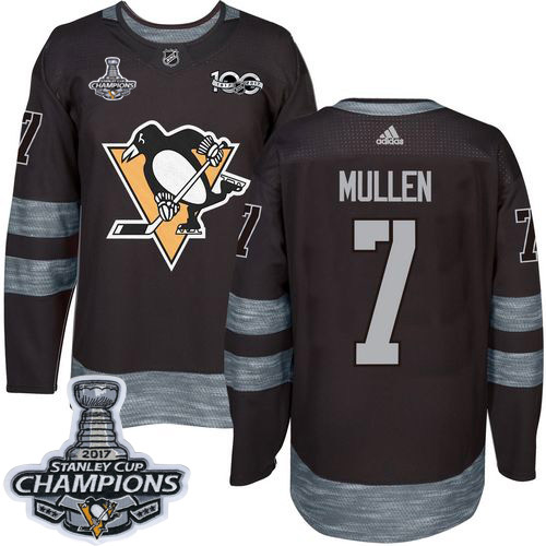 Adidas Penguins #7 Joe Mullen Black 1917-2017 100th Anniversary Stanley Cup Finals Champions Stitched NHL Jersey