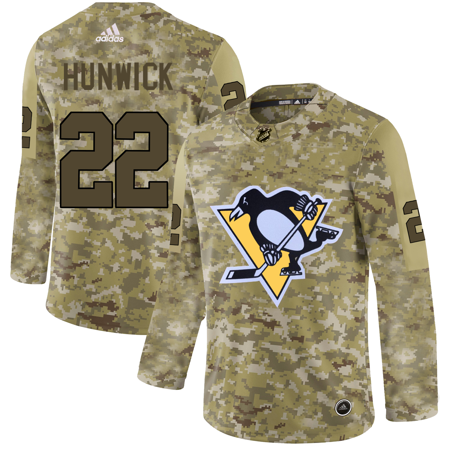 Adidas Penguins #22 Matt Hunwick Camo Authentic Stitched NHL Jersey