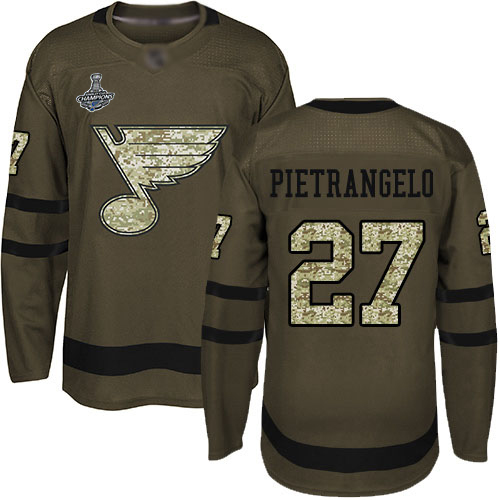 Adidas Blues #27 Alex Pietrangelo Green Salute to Service Stanley Cup Champions Stitched NHL Jersey