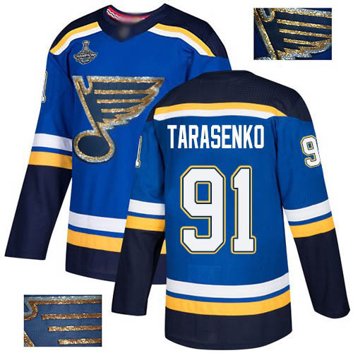 Adidas Blues #91 Vladimir Tarasenko Blue Home Authentic Fashion Gold Stanley Cup Champions Stitched NHL Jersey