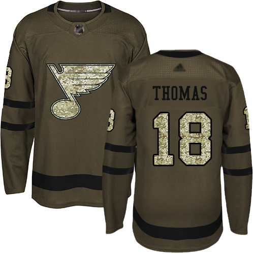 Adidas Blues #18 Robert Thomas Green Salute to Service Stitched NHL Jersey