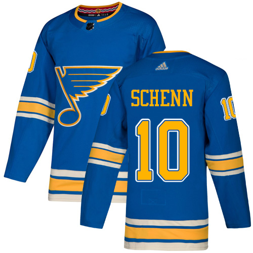 Adidas Blues #10 Brayden Schenn Blue Alternate Authentic Stitched NHL Jersey