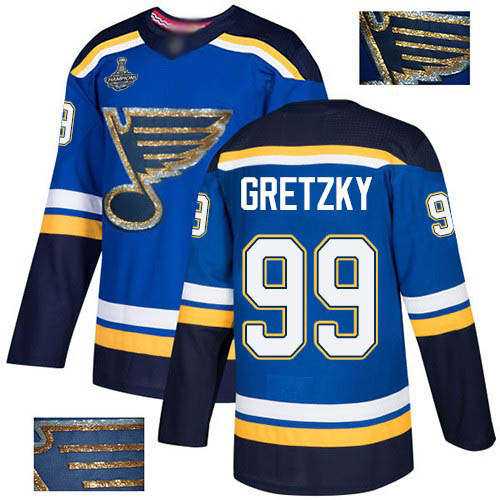 Adidas Blues #99 Wayne Gretzky Blue Home Authentic Fashion Gold Stanley Cup Champions Stitched NHL Jersey