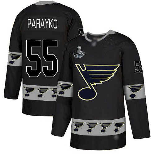 Adidas Blues #55 Colton Parayko Black Authentic Team Logo Fashion Stanley Cup Champions Stitched NHL Jersey