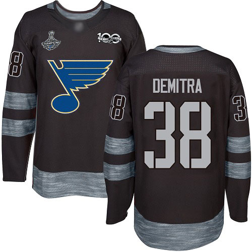 Adidas Blues #38 Pavol Demitra Black 1917-2017 100th Anniversary Stanley Cup Champions Stitched NHL Jersey