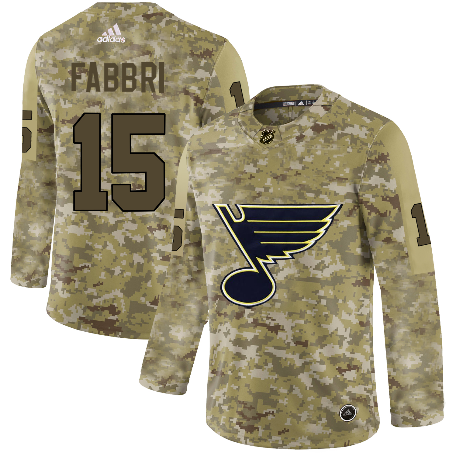 Adidas Blues #15 Robby Fabbri Camo Authentic Stitched NHL Jersey