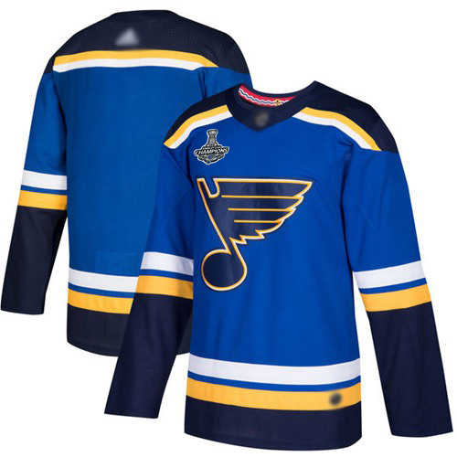 Adidas Blues Blank Blue Home Authentic Stanley Cup Champions Stitched NHL Jersey