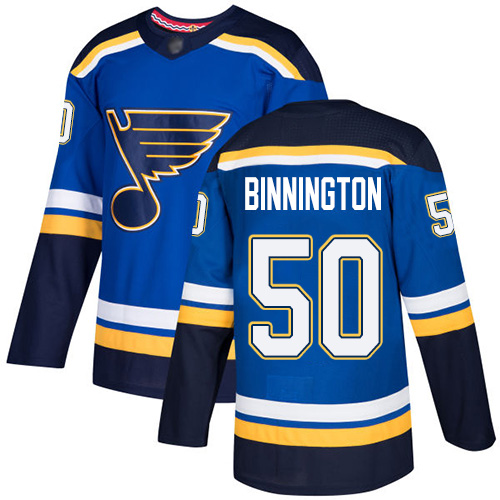 Adidas Blues #50 Jordan Binnington Blue Home Authentic Stitched NHL Jersey