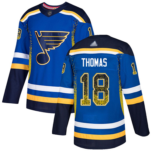 Adidas Blues #18 Robert Thomas Blue Home Authentic Drift Fashion Stitched NHL Jersey