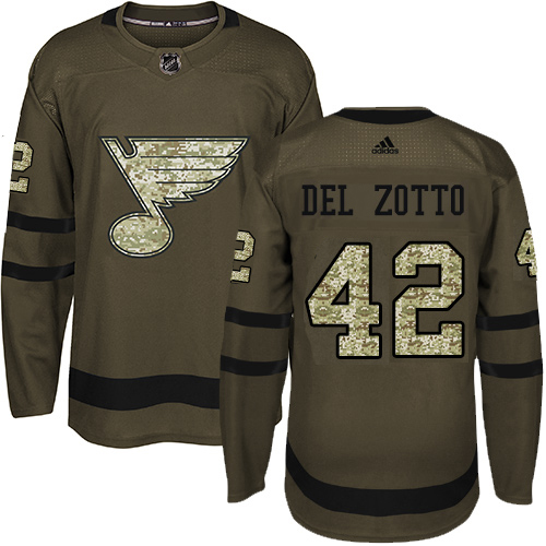 Adidas Blues #42 Michael Del Zotto Green Salute To Service Stitched NHL Jersey