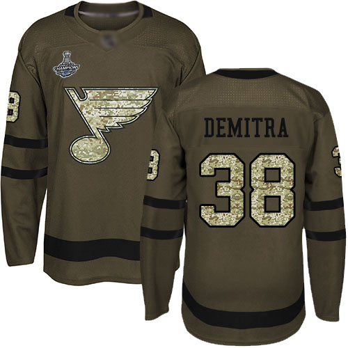 Adidas Blues #38 Pavol Demitra Green Salute to Service Stanley Cup Champions Stitched NHL Jersey