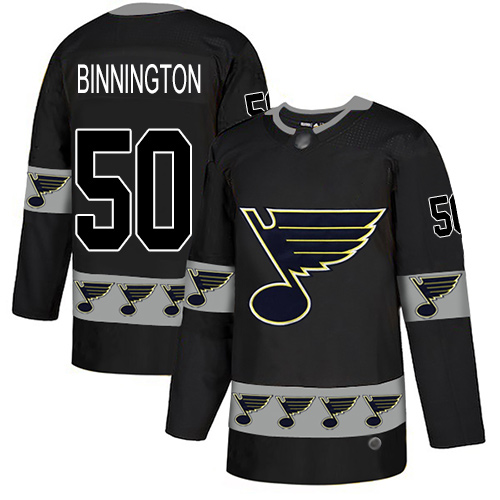 Adidas Blues #50 Jordan Binnington Black Authentic Team Logo Fashion Stitched NHL Jersey