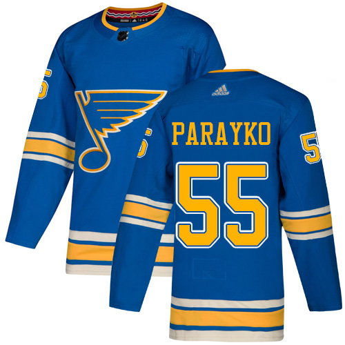 Adidas Blues #55 Colton Parayko Light Blue Alternate Authentic Stitched NHL Jersey