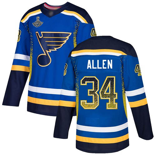 Adidas Blues #34 Jake Allen Blue Home Authentic Drift Fashion Stanley Cup Champions Stitched NHL Jersey