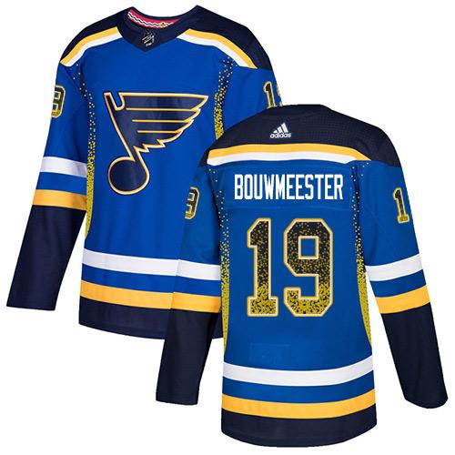 Adidas Blues #19 Jay Bouwmeester Blue Home Authentic Drift Fashion Stitched NHL Jersey