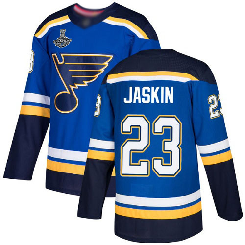 Adidas Blues #23 Dmitrij Jaskin Blue Home Authentic Stanley Cup Champions Stitched NHL Jersey