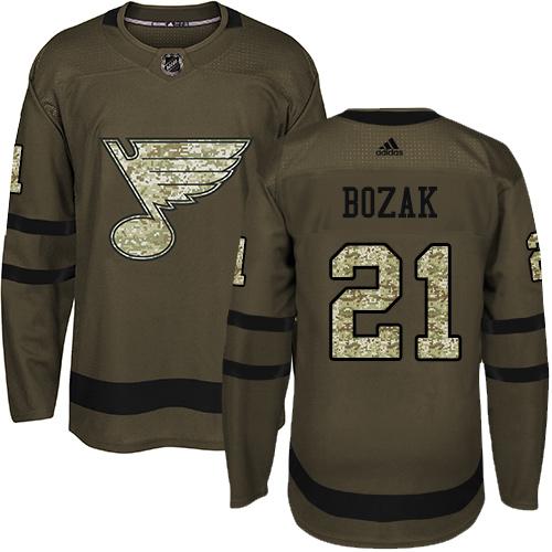 Adidas Blues #21 Tyler Bozak Green Salute to Service Stitched NHL Jersey