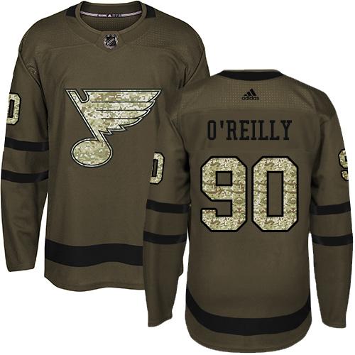 Adidas Blues #90 Ryan O'Reilly Green Salute to Service Stitched NHL Jersey