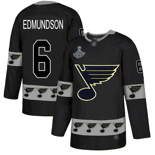Adidas Blues #6 Joel Edmundson Black Authentic Team Logo Fashion Stanley Cup Champions Stitched NHL Jersey