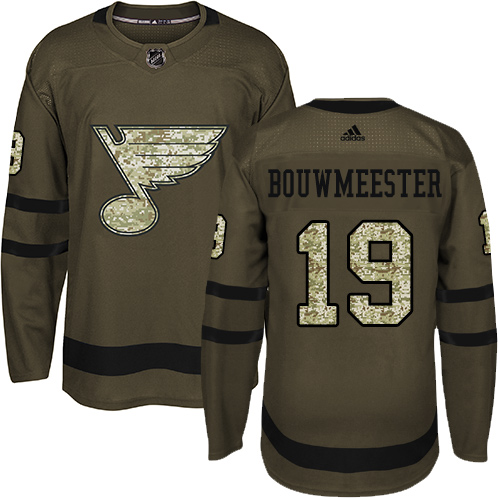 Adidas Blues #19 Jay Bouwmeester Green Salute to Service Stitched NHL Jersey