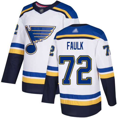 Adidas Blues #72 Justin Faulk White Road Authentic Stitched NHL Jersey
