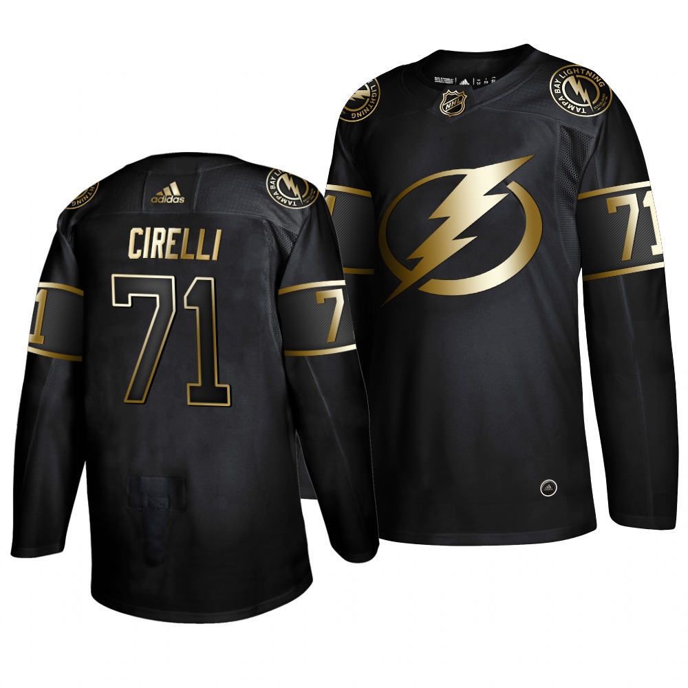 Adidas Lightning #71 Anthony Cirelli Men's 2019 Black Golden Edition Authentic Stitched NHL Jersey