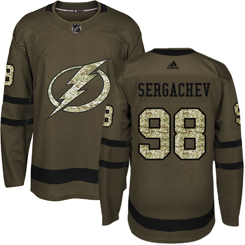 Adidas Lightning #98 Mikhail Sergachev Green Salute to Service Stitched NHL Jersey