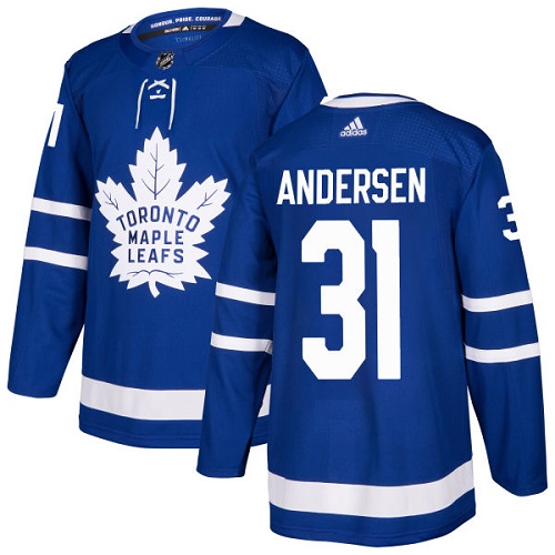 Adidas Maple Leafs #31 Frederik Andersen Blue Home Authentic Stitched NHL Jersey