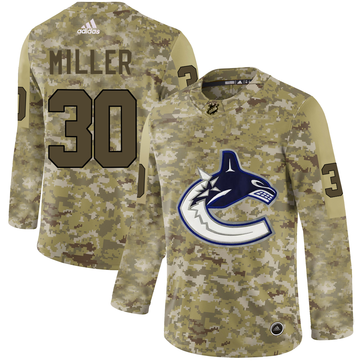 Adidas Canucks #30 Ryan Miller Camo Authentic Stitched NHL Jersey