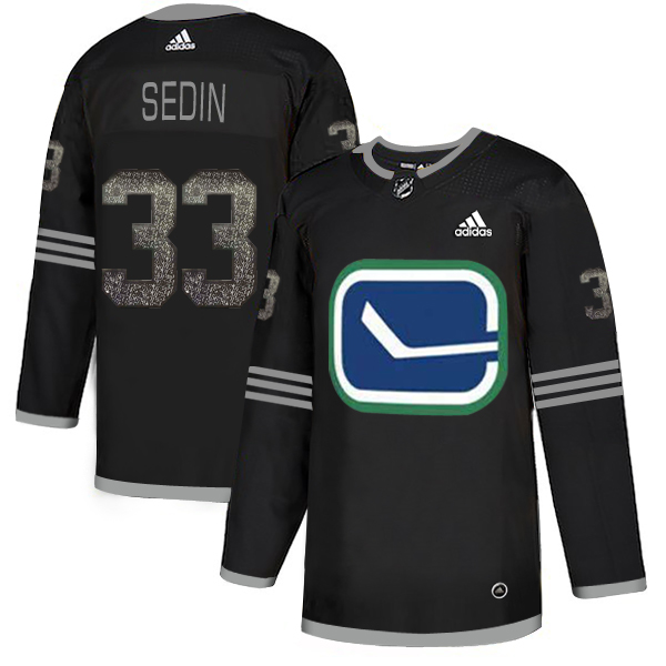 Adidas Canucks #33 Henrik Sedin Black_1 Authentic Classic Stitched NHL Jersey