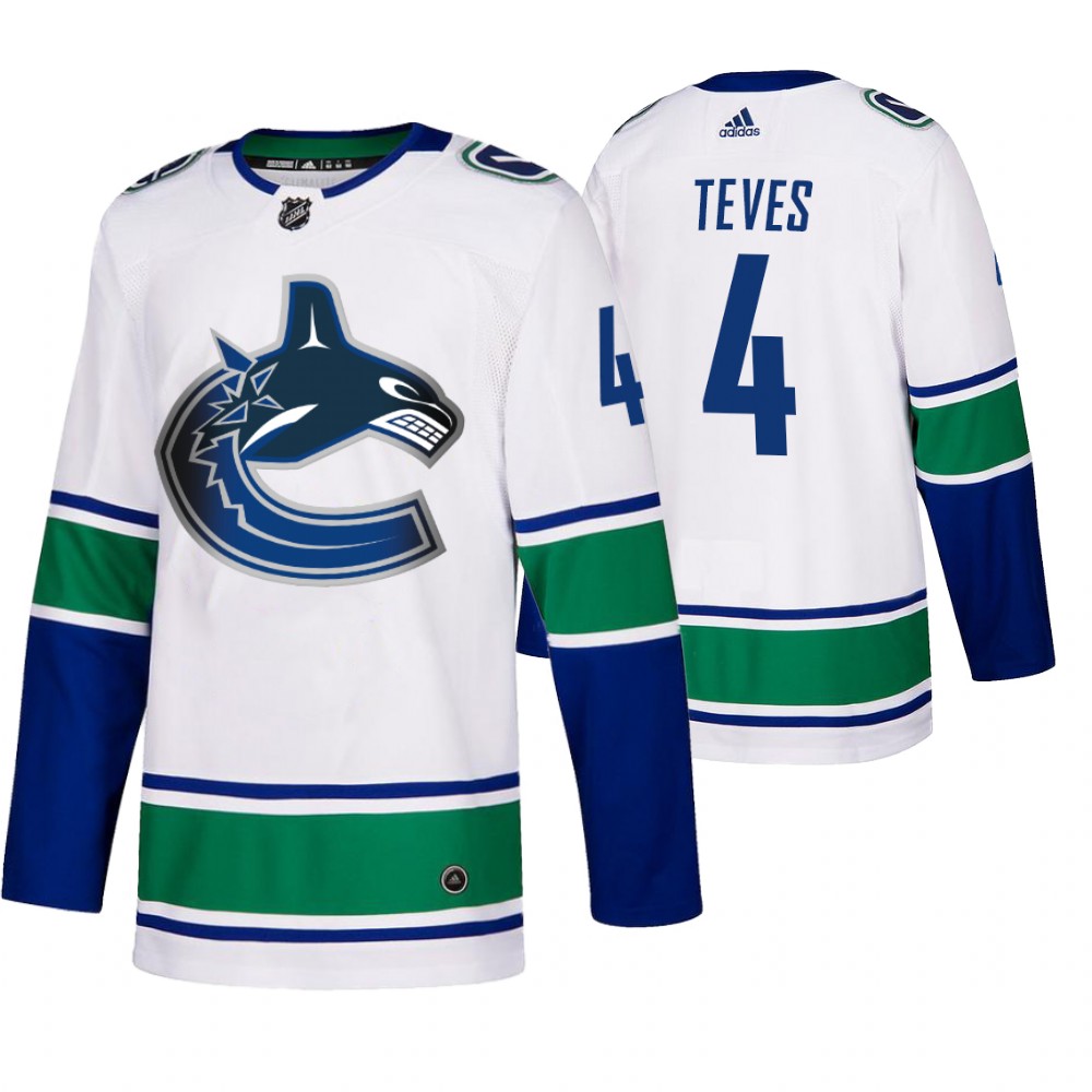 Vancouver Canucks #4 Josh Teves 50th Anniversary Men's White 2019-20 Away Authentic NHL Jersey