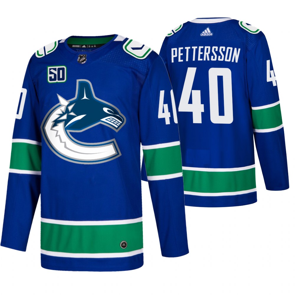 Men's Vancouver Canucks #40 Elias Pettersson Adidas Blue 2019-20 Home Authentic NHL Jersey