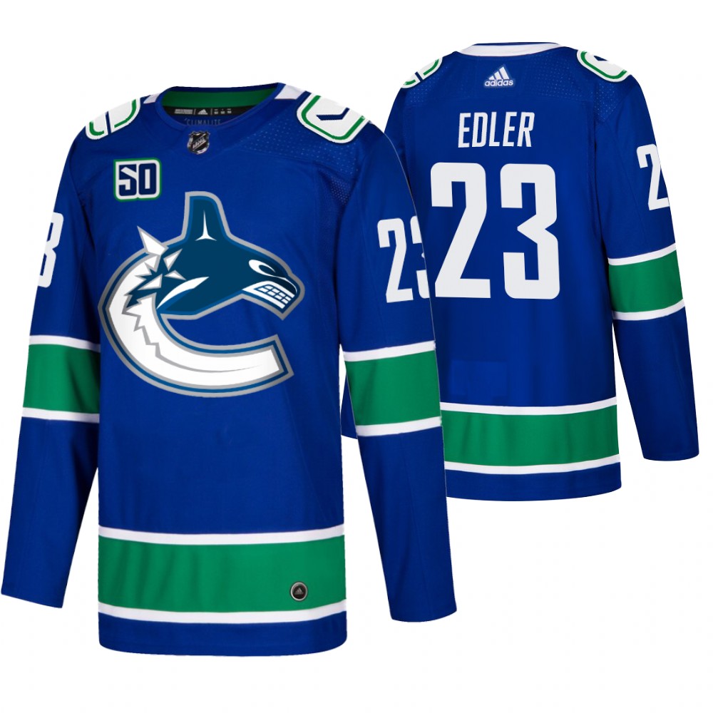 Men's Vancouver Canucks #23 Alexander Edler Adidas Blue 2019-20 Home Authentic NHL Jersey