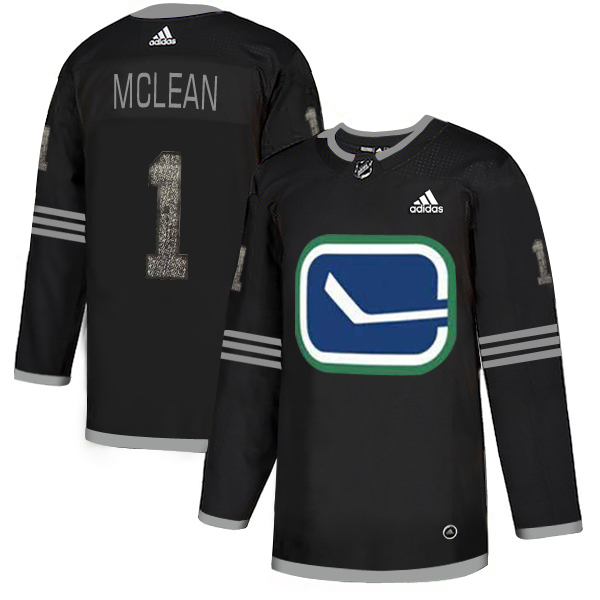 Adidas Canucks #1 Kirk Mclean Black_1 Authentic Classic Stitched NHL Jersey