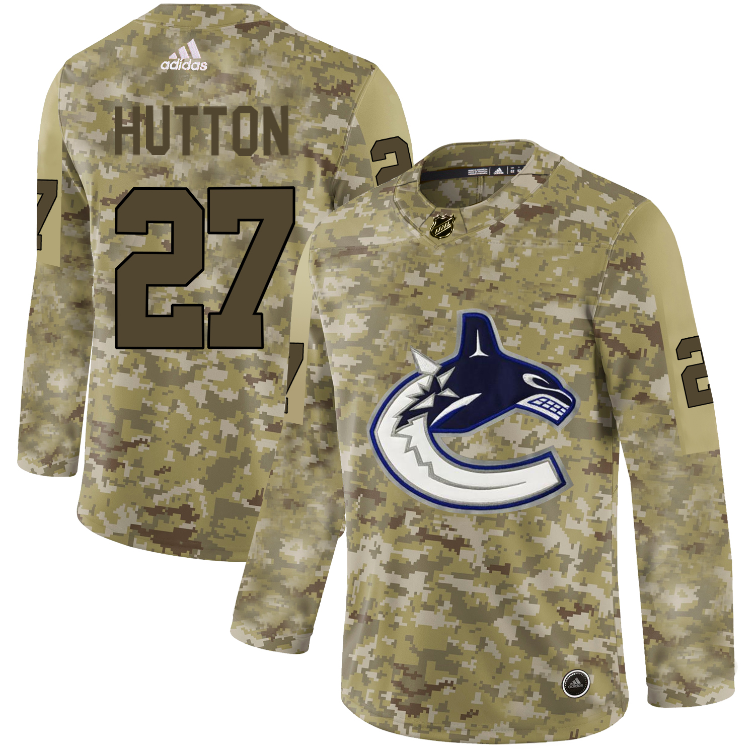 Adidas Canucks #27 Ben Hutton Camo Authentic Stitched NHL Jersey