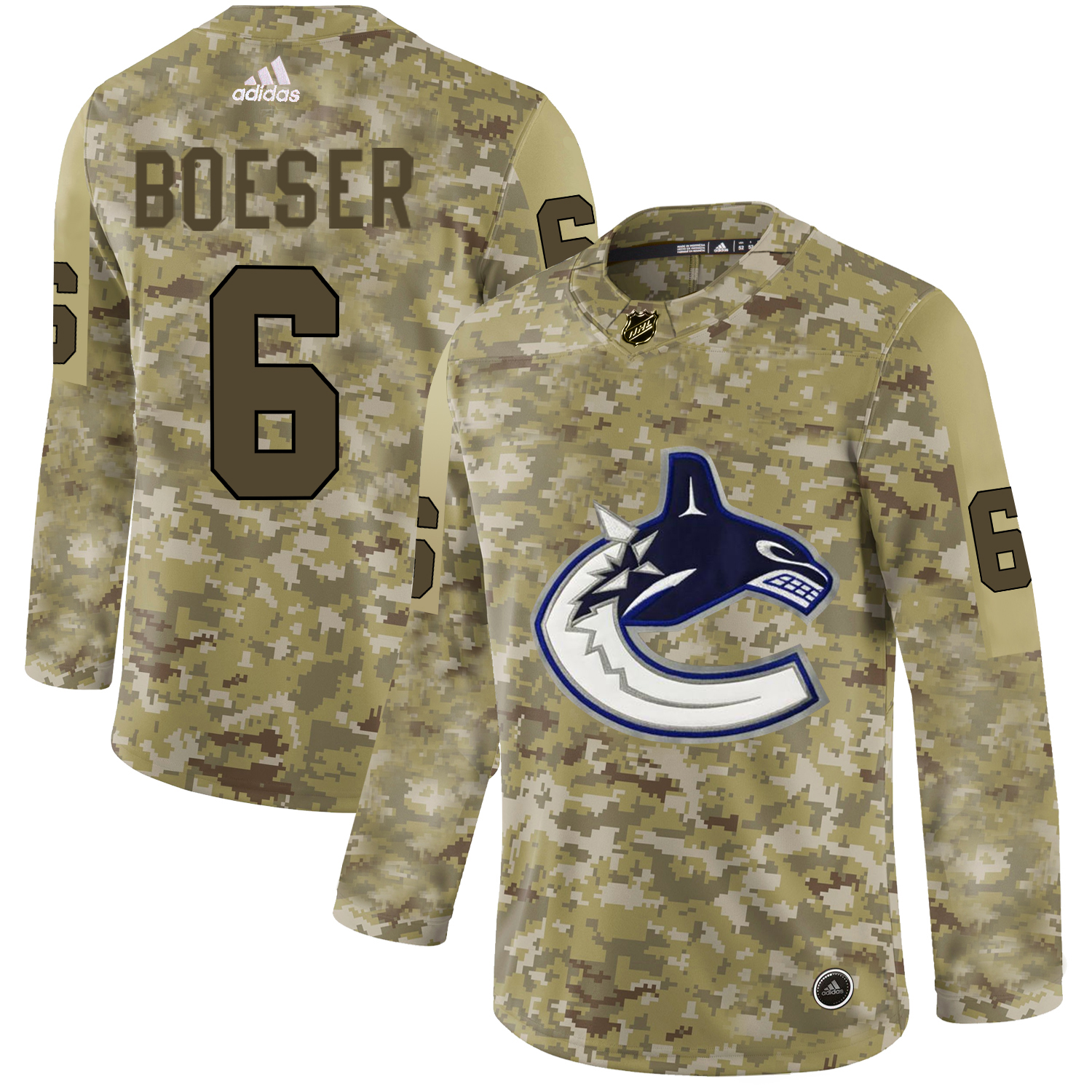 Adidas Canucks #6 Brock Boeser Camo Authentic Stitched NHL Jersey