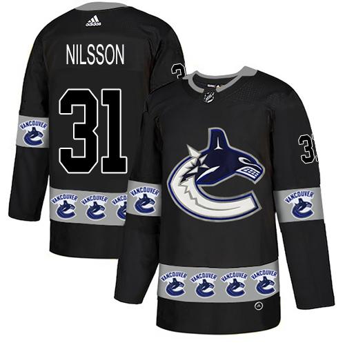 Adidas Canucks #31 Anders Nilsson Black Authentic Team Logo Fashion Stitched NHL Jersey