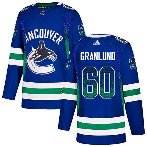 Adidas Canucks #60 Markus Granlund Blue Home Authentic Drift Fashion Stitched NHL Jersey